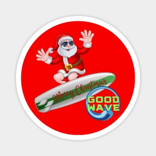 Santa on Good Waves Magnet